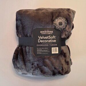 NWT Berkshire Blanket & Home Co. 60"x80" Dark Grey Velvet Soft Oversized Throw